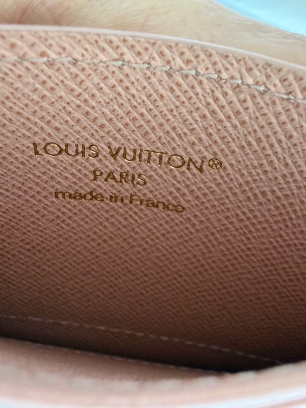 Louis Vuitton Brown Monogram Card Pouch with Pink Trim and Gold Charm-authentic - Picture 2 of 9